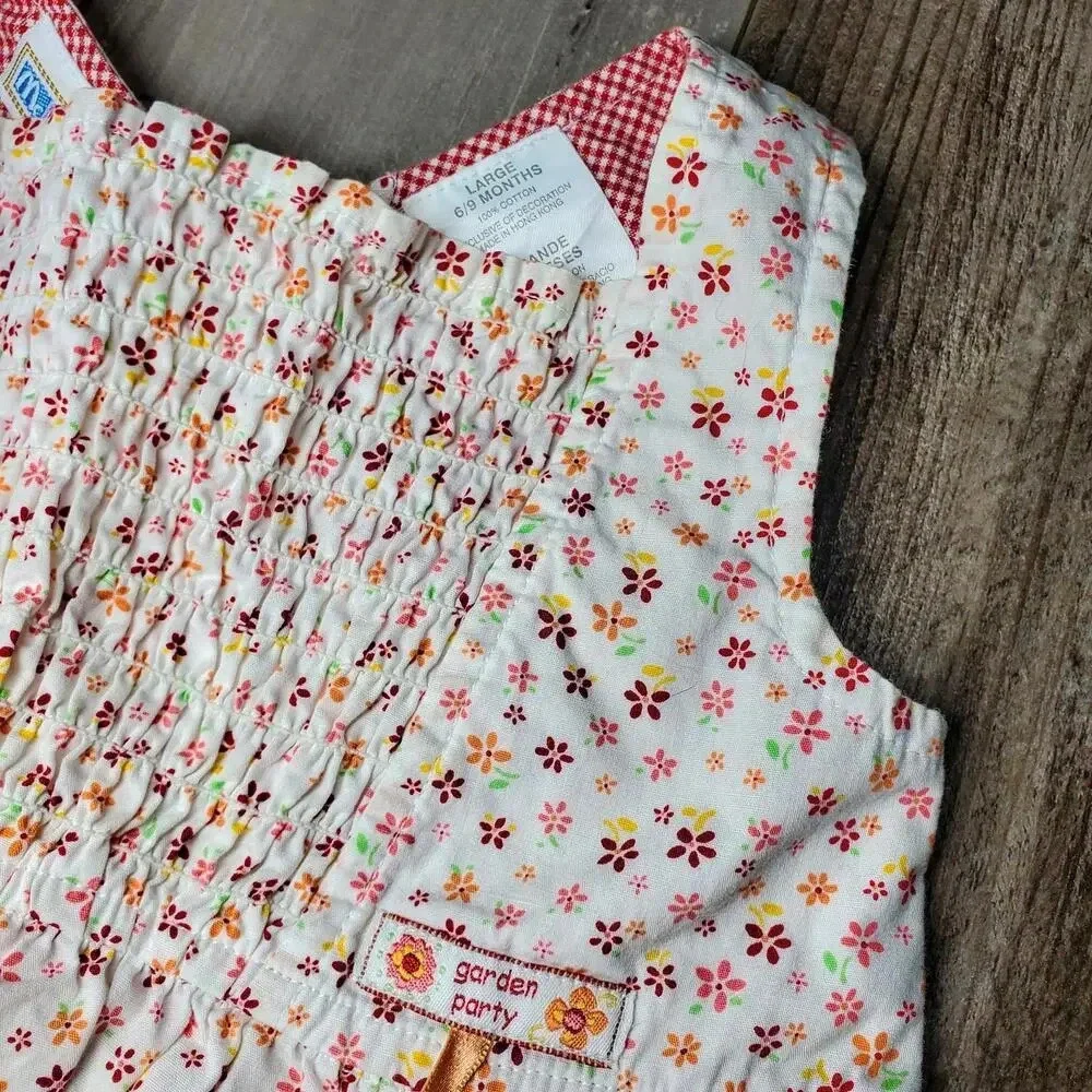 McBaby Garden Party Floral Smocked Baby Girl 6/9 Month Matching Outfit